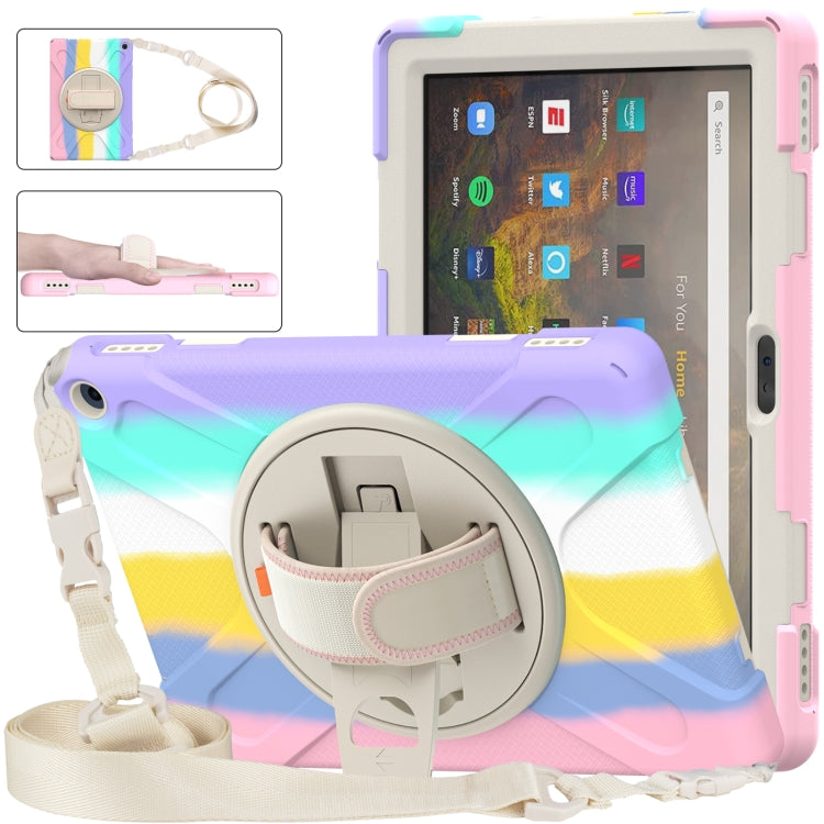 Custodia protettiva in silicone + PC con supporto e tracolla, For Amazon Kindle Fire HD 10 2021