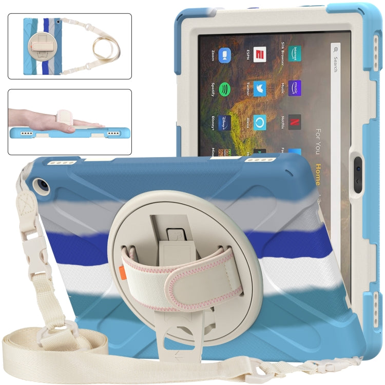 Custodia protettiva in silicone + PC con supporto e tracolla, For Amazon Kindle Fire HD 10 2021