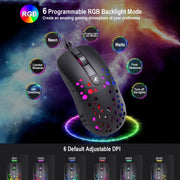 HXSJ A904 RGB Light Macro Programmazione Mouse meccanico da gioco cablato, A904