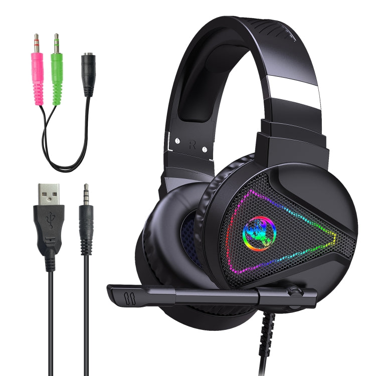 HXSJ F16 Cuffie da gioco stereo con luce RGB da 3,5 mm + porta USB con microfono