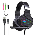 HXSJ F16 Cuffie da gioco stereo con luce RGB da 3,5 mm + porta USB con microfono