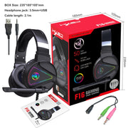 HXSJ F16 Cuffie da gioco stereo con luce RGB da 3,5 mm + porta USB con microfono