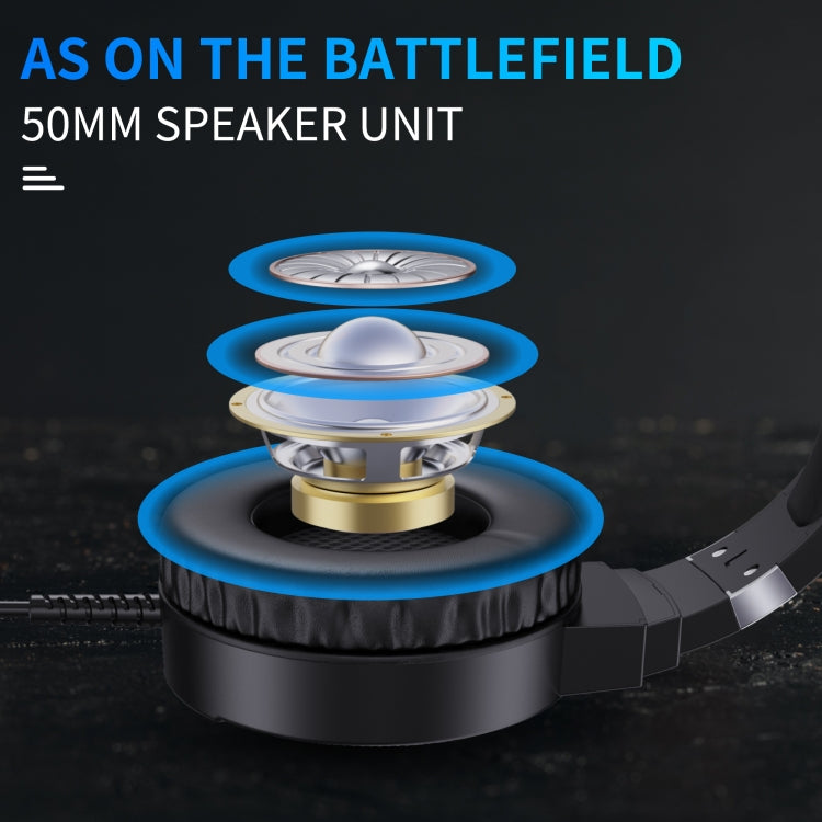 HXSJ F16 Cuffie da gioco stereo con luce RGB da 3,5 mm + porta USB con microfono