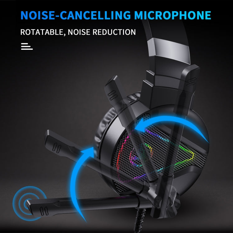 HXSJ F16 Cuffie da gioco stereo con luce RGB da 3,5 mm + porta USB con microfono