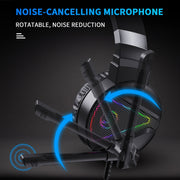 HXSJ F16 Cuffie da gioco stereo con luce RGB da 3,5 mm + porta USB con microfono