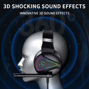 HXSJ F16 Cuffie da gioco stereo con luce RGB da 3,5 mm + porta USB con microfono