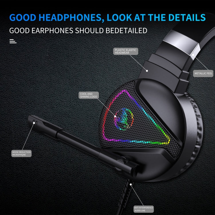HXSJ F16 Cuffie da gioco stereo con luce RGB da 3,5 mm + porta USB con microfono