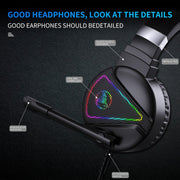 HXSJ F16 Cuffie da gioco stereo con luce RGB da 3,5 mm + porta USB con microfono