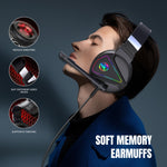 HXSJ F16 Cuffie da gioco stereo con luce RGB da 3,5 mm + porta USB con microfono