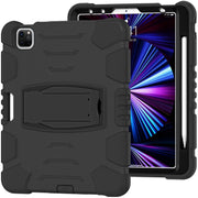 Cornice dello schermo di protezione a 3 strati + PC + Custodia combinata antiurto in silicone con supporto, For iPad Pro 11 2022 / 2021 / 2020 / 2018, For iPad Air 4 10.9 inch 2020
