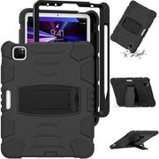 Cornice dello schermo di protezione a 3 strati + PC + Custodia combinata antiurto in silicone con supporto, For iPad Pro 11 2022 / 2021 / 2020 / 2018, For iPad Air 4 10.9 inch 2020