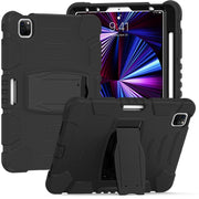 Cornice dello schermo di protezione a 3 strati + PC + Custodia combinata antiurto in silicone con supporto, For iPad Pro 11 2022 / 2021 / 2020 / 2018, For iPad Air 4 10.9 inch 2020