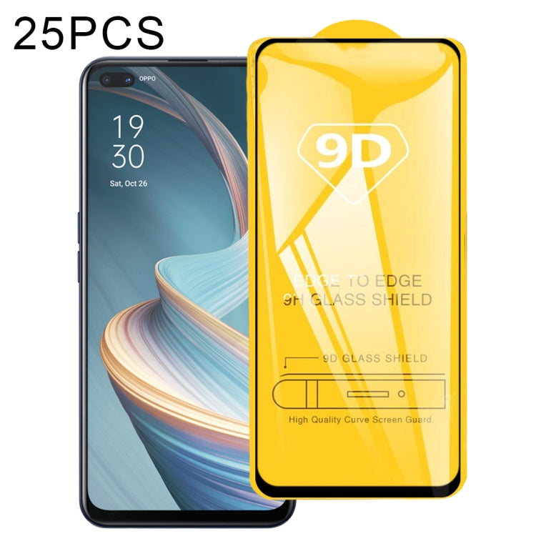 25 pellicole in vetro temperato a schermo intero con colla piena 9D, For OPPO Reno5 5G / Reno5 Z 5G (25 PCS), For OPPO Reno4 4G (25 PCS), For OPPO Reno4 Z 5G (25 PCS)
