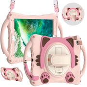 Custodia protettiva in EVA antiurto per bambini Cute Cat King con supporto, tracolla e maniglia, For iPad 9.7 2018 / 2017 / Air / Air 2 / Pro 9.7