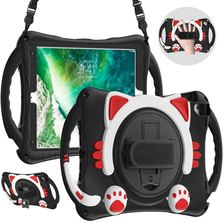 Custodia protettiva in EVA antiurto per bambini Cute Cat King con supporto, tracolla e maniglia, For iPad 9.7 2018 / 2017 / Air / Air 2 / Pro 9.7