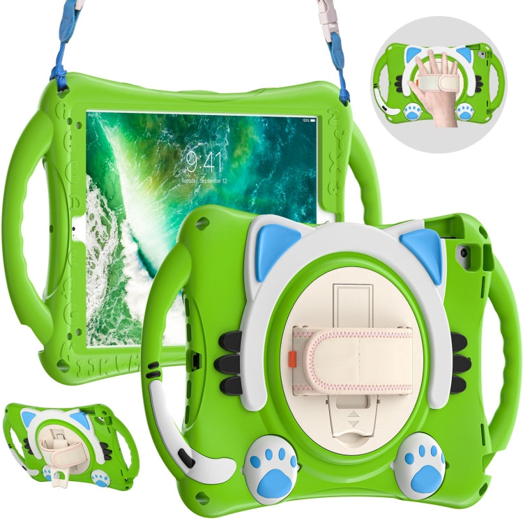 Custodia protettiva in EVA antiurto per bambini Cute Cat King con supporto, tracolla e maniglia, For iPad 9.7 2018 / 2017 / Air / Air 2 / Pro 9.7
