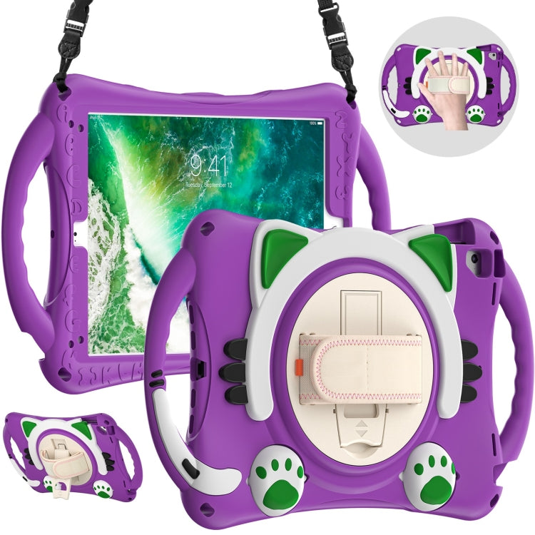 Custodia protettiva in EVA antiurto per bambini Cute Cat King con supporto, tracolla e maniglia, For iPad 9.7 2018 / 2017 / Air / Air 2 / Pro 9.7