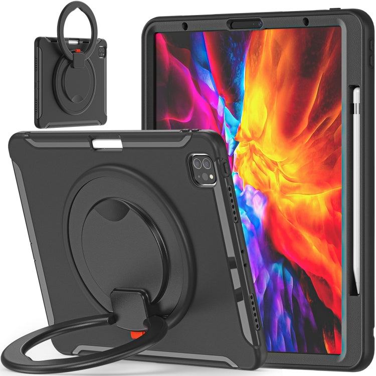 Custodia protettiva antiurto in TPU + PC con supporto per impugnatura pieghevole con rotazione a 360 gradi e slot per penna, For iPad Pro 12.9 2020 / 2018, For Samsung Galaxy Tab S6 Lite 10.4 inch P610