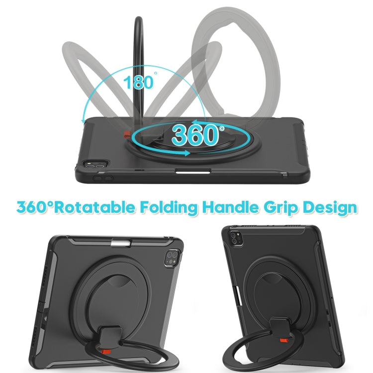 Custodia protettiva antiurto in TPU + PC con supporto per impugnatura pieghevole con rotazione a 360 gradi e slot per penna, For iPad Pro 12.9 2020 / 2018, For Samsung Galaxy Tab S6 Lite 10.4 inch P610