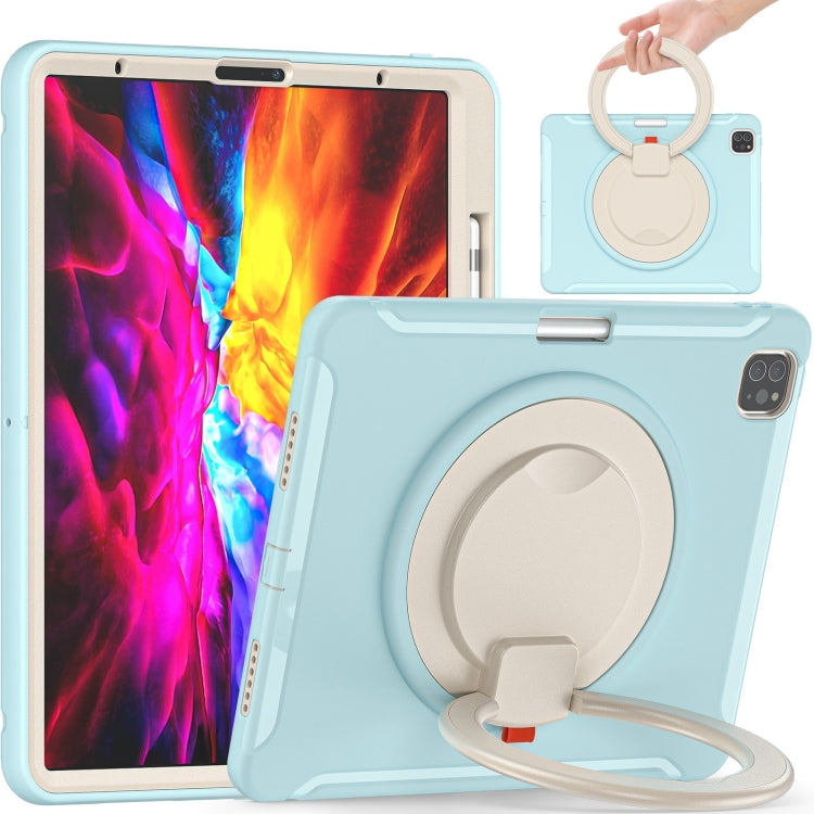 Custodia protettiva antiurto in TPU + PC con supporto per impugnatura pieghevole con rotazione a 360 gradi e slot per penna, For iPad Pro 12.9 2020 / 2018, For Samsung Galaxy Tab S6 Lite 10.4 inch P610