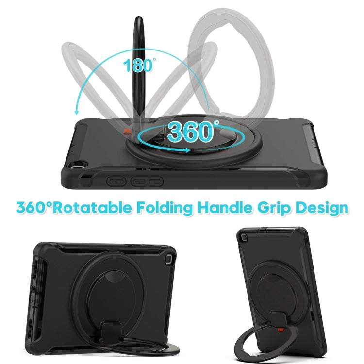 Custodia protettiva antiurto in TPU + PC con supporto per impugnatura pieghevole con rotazione a 360 gradi e slot per penna, For Samsung Galaxy Tab A 8.0 2019 T290