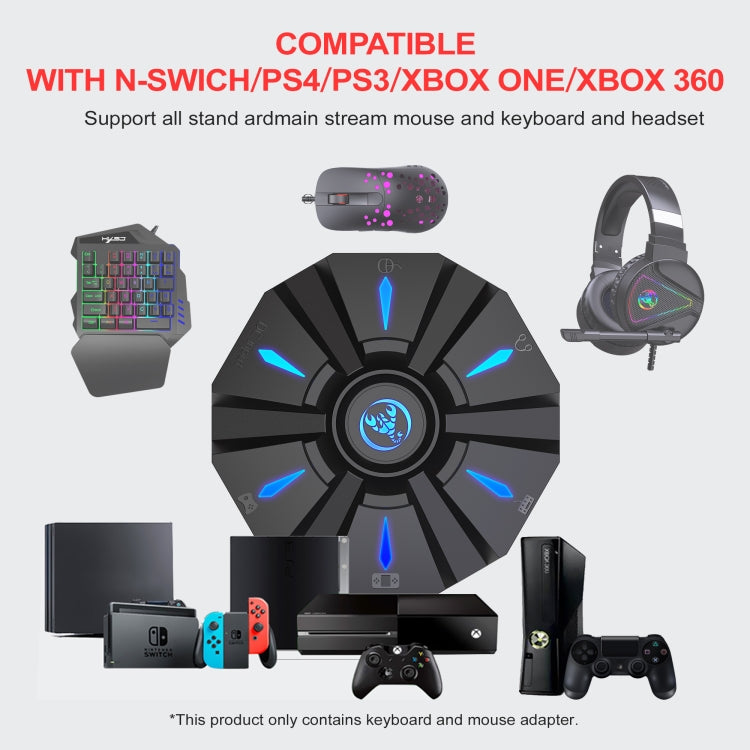 Convertitore mouse tastiera portatile HXSJ P9 per PS4 / Xbox One / PS3 / Xbox 360 / N-Switch, P9