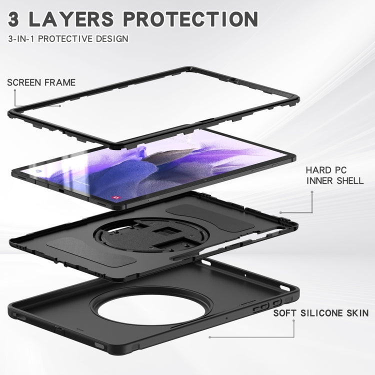 Copertura protettiva PC + TPU con rotazione a 360 gradi con supporto e cinturino da polso, For Samsung Galaxy Tab S7 FE 12.4 inch T730