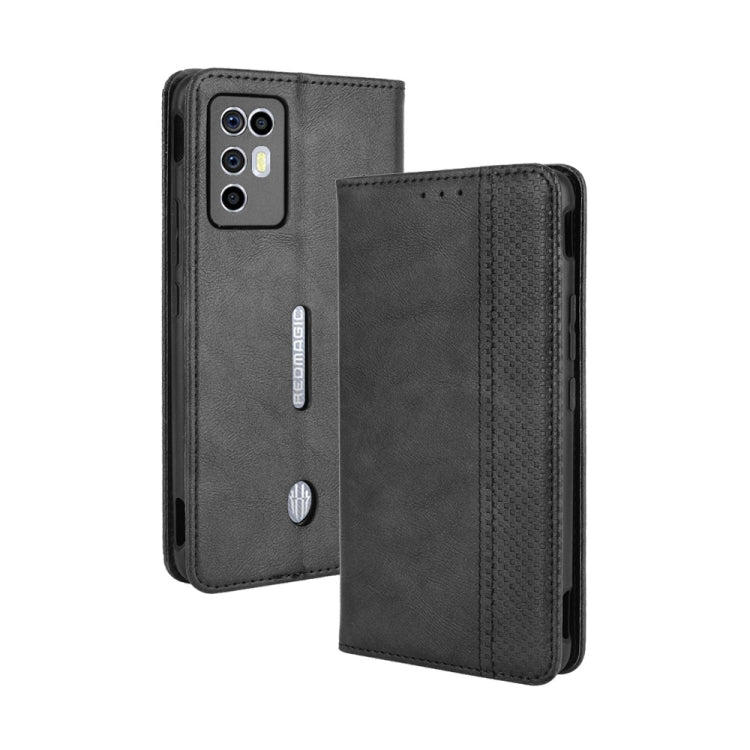 Custodia in pelle a vibrazione orizzontale con struttura retrò Crazy Horse con fibbia magnetica con supporto e slot per schede e cornice per foto, For ZTE nubia Red Magic 6R