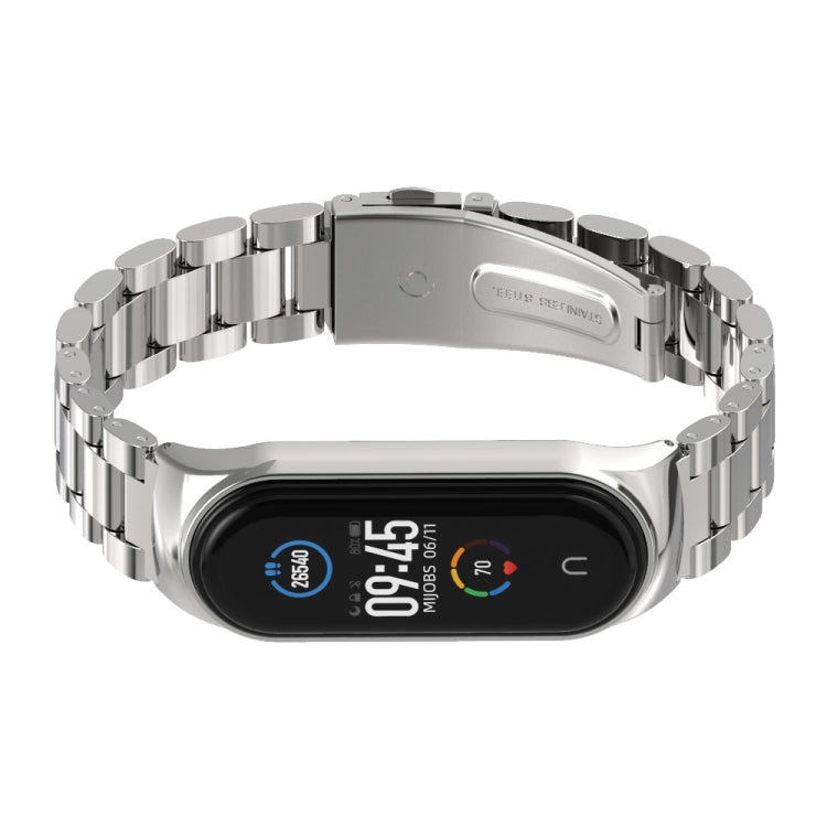 Per Xiaomi Mi Band 6/5/4/3 CS Cinturino di ricambio in acciaio inossidabile con tre perline in metallo
