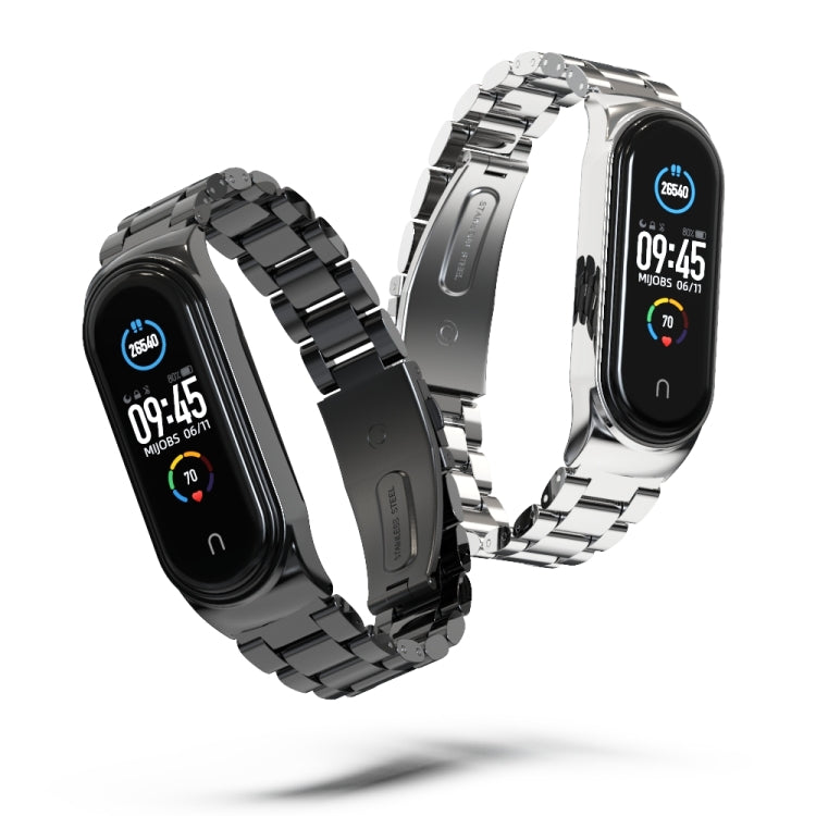 Per Xiaomi Mi Band 6/5/4/3 CS Cinturino di ricambio in acciaio inossidabile con tre perline in metallo