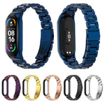 Per Xiaomi Mi Band 6/5/4/3 CS Cinturino di ricambio in acciaio inossidabile con tre perline in metallo