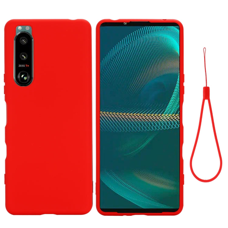 Custodia protettiva a copertura totale anticaduta in silicone liquido tinta unita, For Sony Xperia 5 III