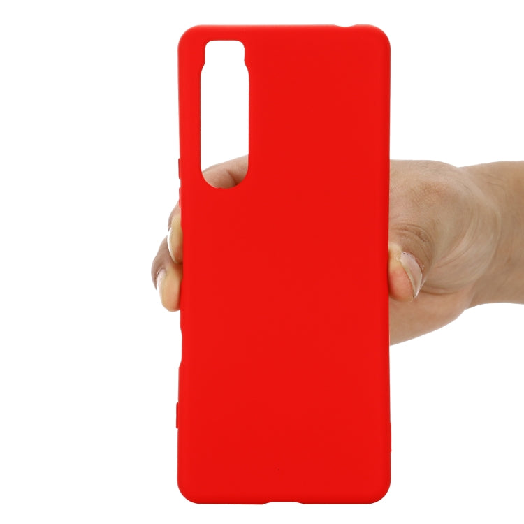 Custodia protettiva a copertura totale anticaduta in silicone liquido tinta unita, For Sony Xperia 5 III