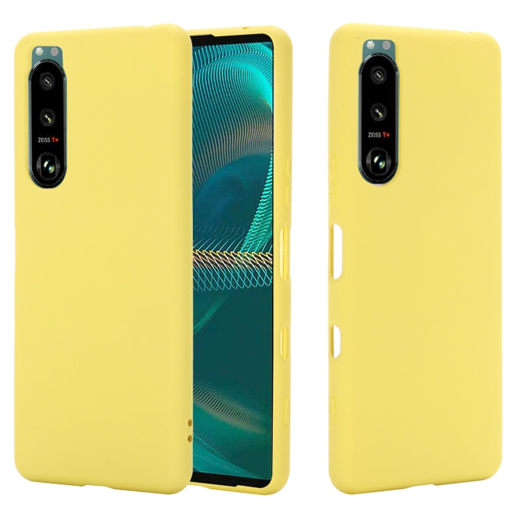 Custodia protettiva a copertura totale anticaduta in silicone liquido tinta unita, For Sony Xperia 5 III