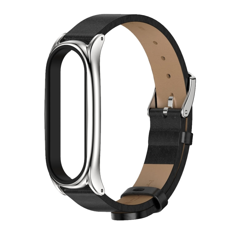 Per Xiaomi Mi Band 6/5/4/3 Mijobs Custodia in metallo Crazy Horse Texture PU Microfibra Plus Cinturino di ricambio