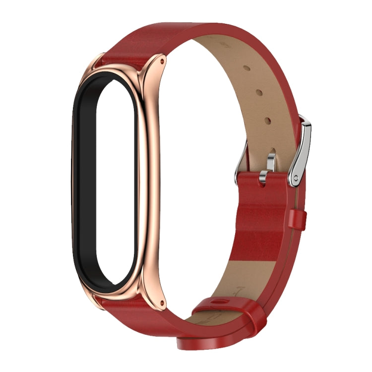 Per Xiaomi Mi Band 6/5/4/3 Mijobs Custodia in metallo Crazy Horse Texture PU Microfibra Plus Cinturino di ricambio