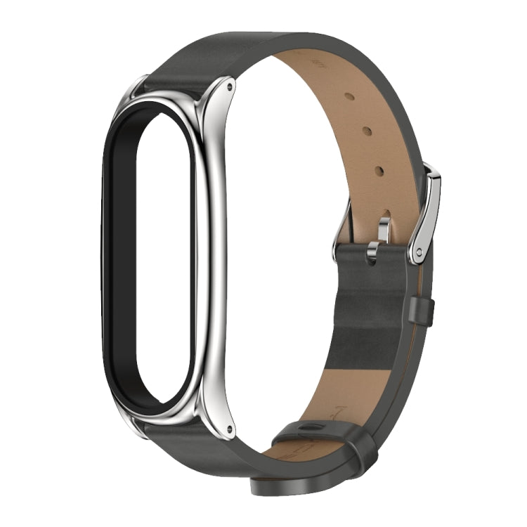 Per Xiaomi Mi Band 6/5/4/3 Mijobs Custodia in metallo Crazy Horse Texture PU Microfibra Plus Cinturino di ricambio
