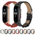 Per Xiaomi Mi Band 6/5/4/3 Mijobs Custodia in metallo Crazy Horse Texture PU Microfibra Plus Cinturino di ricambio