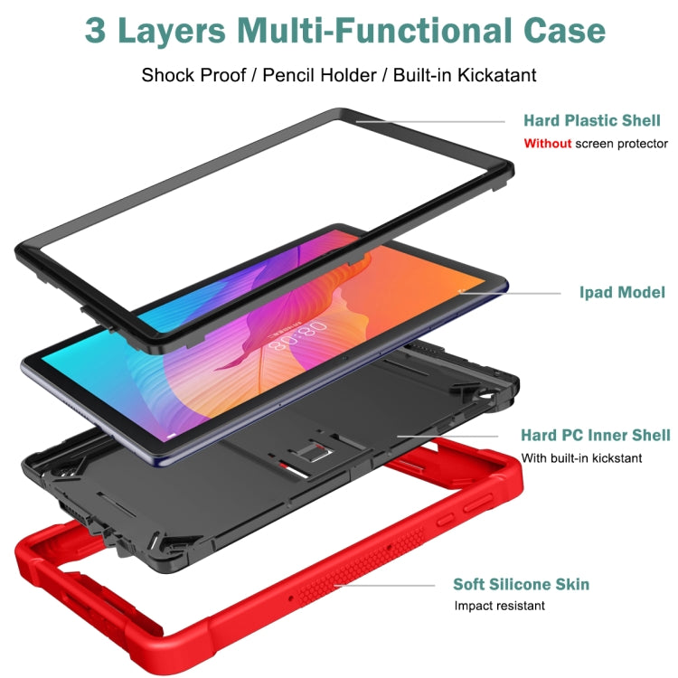 Custodia protettiva antiurto in silicone + PC con supporto, For Huawei MatePad T 10s / 10, For Huawei MatePad T8