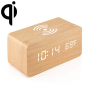 KD8801 Sub-sveglia con display digitale a specchio per caricabatterie wireless creativo in legno da 5 W, stile normale