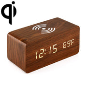 KD8801 Sub-sveglia con display digitale a specchio per caricabatterie wireless creativo in legno da 5 W, stile normale
