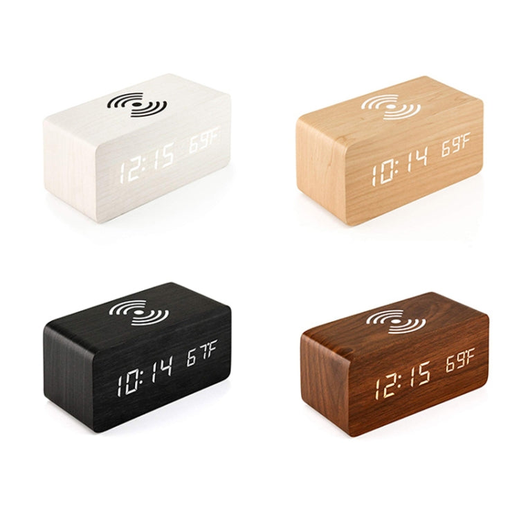 Sveglia digitale con caricabatterie wireless 5W in legno