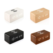 KD8801 Sub-sveglia con display digitale a specchio per caricabatterie wireless creativo in legno da 5 W, stile normale