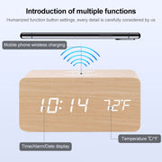 KD8801 Sub-sveglia con display digitale a specchio per caricabatterie wireless creativo in legno da 5 W, stile normale