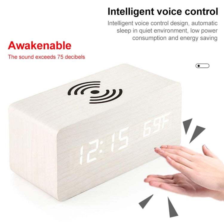 Sveglia digitale con caricabatterie wireless 5W in legno