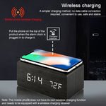 Sveglia digitale con caricabatterie wireless 5W in legno