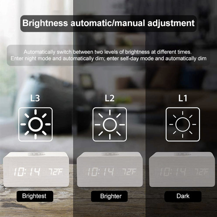 Sveglia digitale con caricabatterie wireless 5W in legno