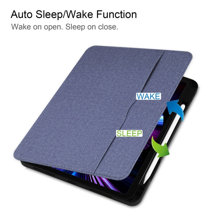 Custodia in pelle Flip orizzontale TPU con struttura in tessuto con slot per penna e supporto, For iPad Pro 11 inch 2021 / 2020 / 2018