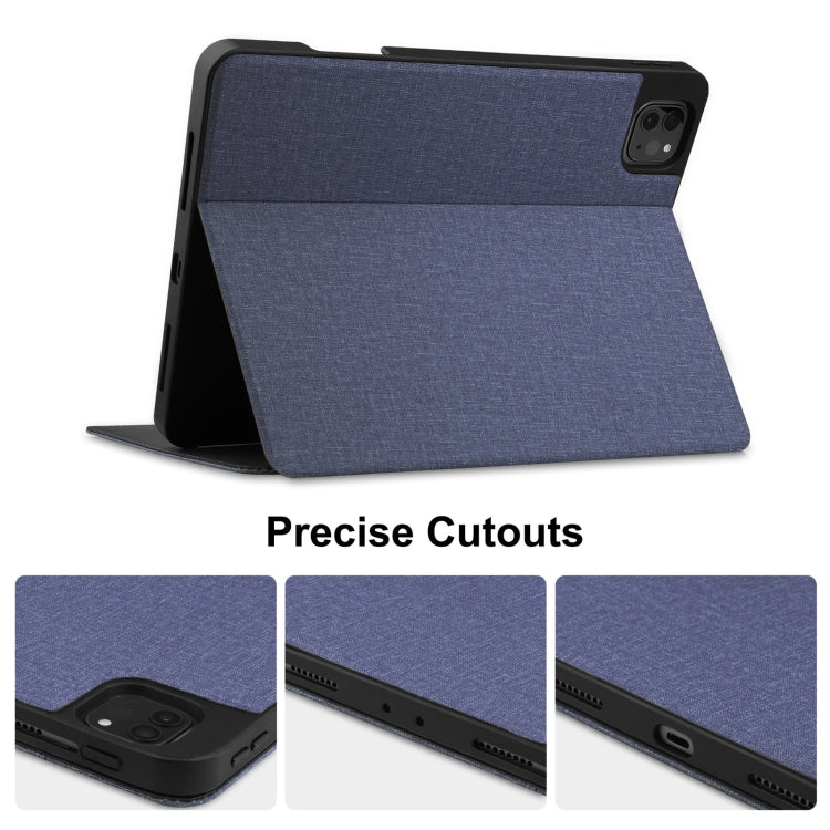 Custodia in pelle Flip orizzontale TPU con struttura in tessuto con slot per penna e supporto, For iPad Pro 11 inch 2021 / 2020 / 2018