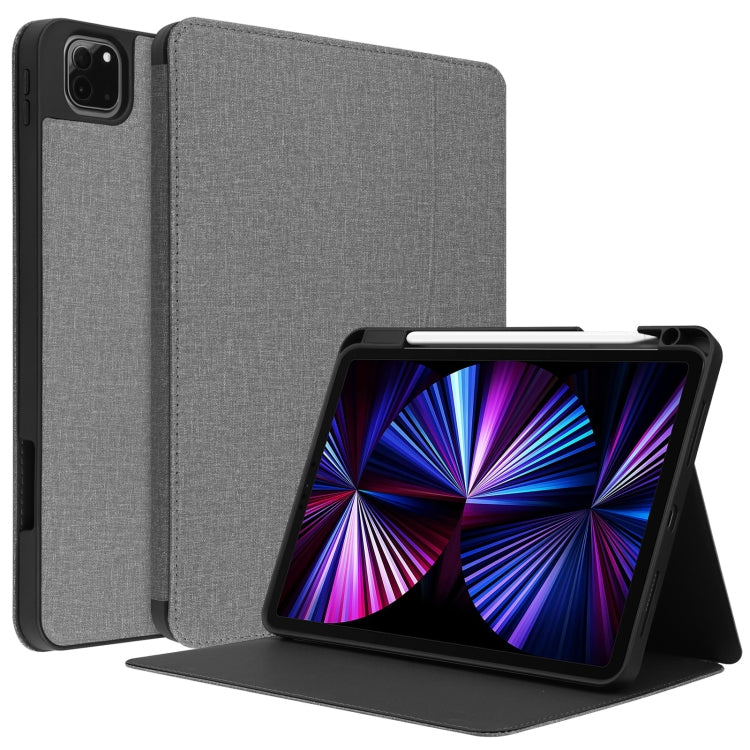 Custodia in pelle Flip orizzontale TPU con struttura in tessuto con slot per penna e supporto, For iPad Pro 11 inch 2021 / 2020 / 2018